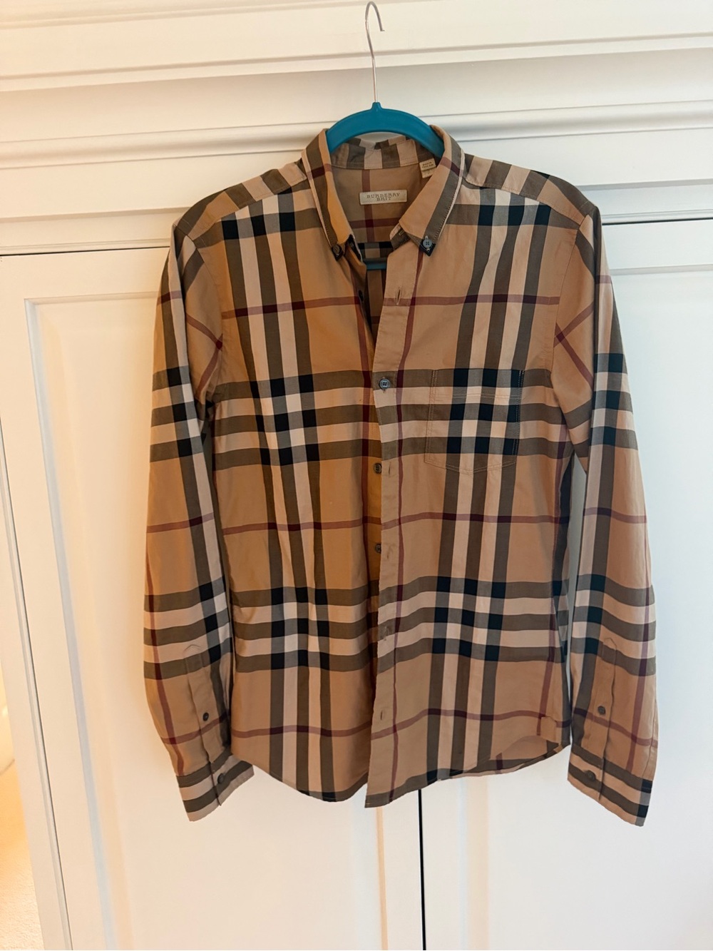 Burberry Beige Plaid Button-Down Shirt
